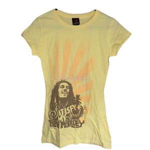 Bob Marley 2007 Girls Junior Shirt Small Yellow Cap Sleeves Zion Sportswear